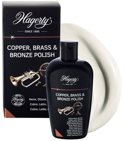 Hagerty Copper Brass & Bronze Polish 250 ml I Lucidante efficace su bronzo ottone rame per una nuova brillantezza I Crema lucidante per vasi sculture stoviglie in rame decorazioni strumenti musicali