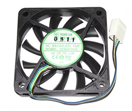 Young Lin DFB601012L - Ventilador de refrigeración (60 x 60 x 10 mm, 12 V, 1,6 W, 4 cables, 6 cm)
