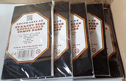 docsmagic.de 5x 100 Resealable Current Size Comic Book Bags 6-7/8x 10-1/2+ 1-1/2Flap- 2 Mil