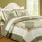 Cozy Line Home Fashions Bettwäsche-Set, florales Patchwork, grün, beige, Khaki, gelb, gewellter Rand, Landhausstil, 100% Baumwolle, wendbar, Tagesdecke, für Damen (Laura, Queen – 3-teilig)