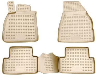 OMAC Gummimatten Fußmatten kompatibel mit Renault Megane 2002-2009 TPE Automatten Beige 4X