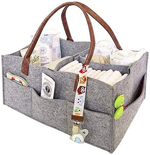 CatcherMy Faltbare Filz-Aufbewahrungstasche, tragbar, leicht, multifunktional, wechselbare Fächer für Mutter, Neugeborene, Kinder, Windeln, Grau, #07