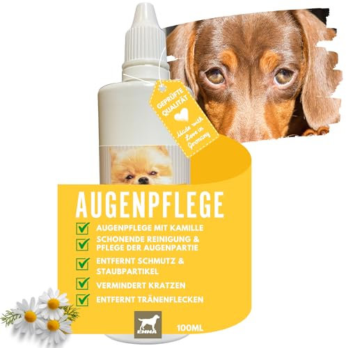 Augentropfen Hund 0,1ml Augenpflege für Hunde- entfernt Tränenflecken Staub Schmutz I Augenreinigung mit Kamille Extrakt Tränenfleckenentferner Augenreiniger für Hunde Augen Pflege und Reinigung