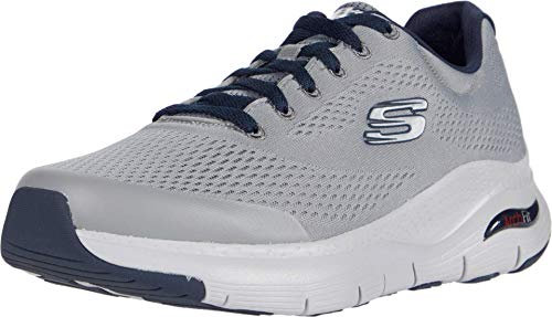 Skechers Men's Arch Fit Sneaker,Gray Textile/Synthetic/Navy Trim,12 UK