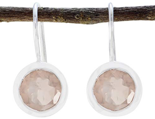 orecchini placcati in argento 925 con gemme rotonde di gioiello placcato quarzo rosa, una pietra preziosa