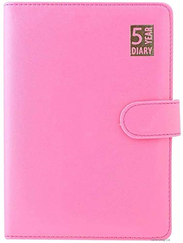 JMS we create smile - A5 Size 5 Year Undated Leather Padded Diary - Magnetic Closure (Pink, SET OF 1)