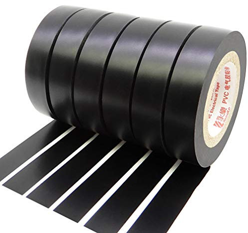 Maveek Isolierband Schwarz, 6 Rollen 15mm x 15 m isolierband Wasserdicht Elektrisch PVC klebeband für kabel isolierung, Reparatur und Bündelung von Kabeln