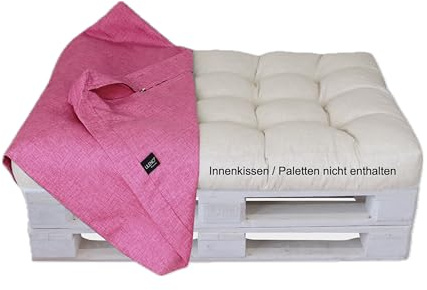 LILENO HOME Palettenkissen Bezug Pink - Ersatzbezug für Sitzteil 120 x 80 x | 16-20 cm - Polster Bezug für Europaletten - Palettenkissen Outdoor Hülle für Palettenmöbel