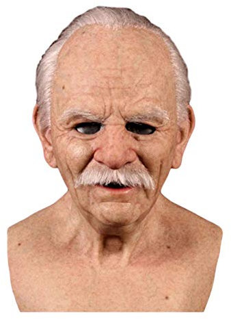 Copricapo Di Halloween Uomo Anziano, 17,7x12,6 Pollici Maschera In Lattice Di Halloween Traspirante Costumi Antirughe Raccapriccianti Maschere A Pieno Facciale Anziani A Grandezza Naturale Non Tossico