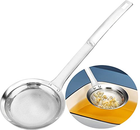 TBWHL Multi-functional Hot Pot Fat Skimmer Spoon - Stainless Steel Fine Mesh Food Strainer for Skimming Grease and Foam DIA 3.7