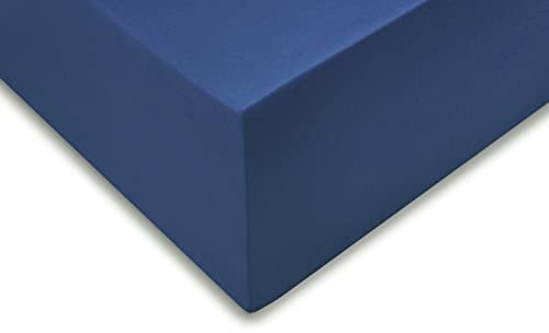 Heckett and Lane Spannlaken Zo!Home 1 Spannbettlaken 90x210-220cm 100% Baumwolle Mako-Satin Navy Blue