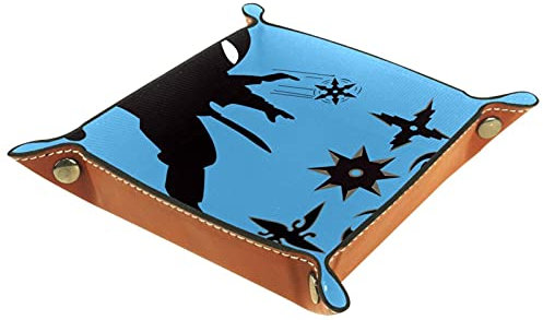 ZORE_FINE5 Faltbare Würfelspiele Tablett Leder Quadratische Schmuckschalen und Uhr, Schlüssel, Münze, Süßigkeiten Aufbewahrungsbox Japanischer Ninja-Wurfstern