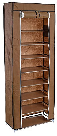 ESTEXO Schuhschrank Schuhregal Schuhständer Stoffschrank Faltschrank Faltregal Schuhablage Stoffablage Kleiderständer Braun