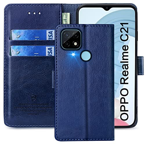 FMPCUON Funda para OPPO realme C21,Funda Libro OPPO realme C21 Funda con Tapa,Cuero Carcasa Magnético Funda Cartera Móvil para OPPO realme C21, Azul