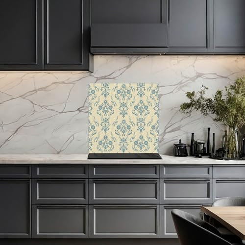 banjado Küchenrückwand Glas ohne Bohren 70x70cm – Glasrückwand Küche mit Motiv Tapete Blumen/Spritzschutz Küchenrückwand Glas/selbstklebende Küchenrückwand Platte - magnetisch & beschreibbar
