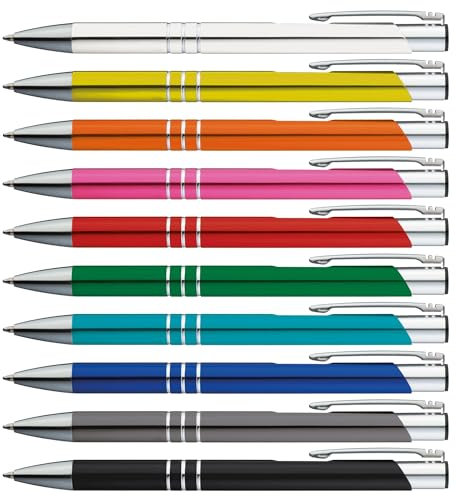 GIMEI® Metall Kugelschreiber 50 Stück | Premium Kugelschreiber Set Hochwertig, Kulli für einfaches & weiches Schreiben | Blauschreibender Kugelschreiber bunt als optischer Hingucker