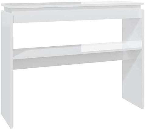vidaXL Table Console, Bout de Canapé, Table d'Appoint, Meuble de Salon Salle de Séjour Entrée Couloir Intérieur, Blanc Brillant Bois d'Ingénierie