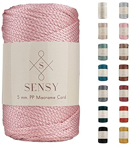Sensy, Cordoncino in poliestere da 5 mm, 95 metri, 100% polipropilene, per macramè, 5 mm, per borse all'uncinetto, macramè, filo all'uncinetto, regalo per maglieria (Rosa)