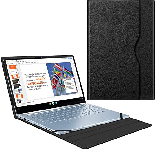 FINTIE Sleeve Case for 14'' ASUS Chromebook Flip C433TA / ASUS Chromebook C425 / Lenovo Yoga Slim 7 14IIL05 / Dell Latitude 7410 7420 - Premium PU Leather Portfolio Book Cover, Black