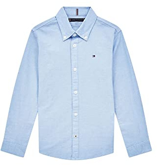 Tommy Hilfiger Jungen Hemd Oxford mit Stretch, Blau (Calm Blue), 10 Jahre