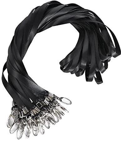 YiliYa 24 Stück Schwarz Schlüsselbänder Büro Abzeichen Lanyards mit Metall Swivel Karabinerhaken Haken für Kartenhülle ID-Karten, Abzeichen, Schlüssel, Mitarbeiter, Studenten, Besucher