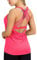 icyzone Damen Sport Tops mit Integriertem BH - 2 in 1 Yoga Gym Shirt Fitness Training Tanktop (XXL, Neon Pink)