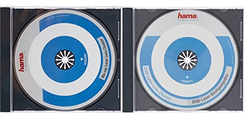 Hama Laser Lens Cleaner for Blu-Ray Players (compatible with 3D Blu-Ray players & Playstation) & 116200Deluxe DVD Laser Lens Cleaner, Blue, 1.3 cm*22.5 cm*15.0 cm