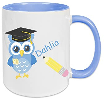 online-hut-Tasse - Kaffeebecher - Kaffeetasse - Namenstasse - individualisiert - Ihr Name - Abitur - Diplom - Eule - Blau - LT-26