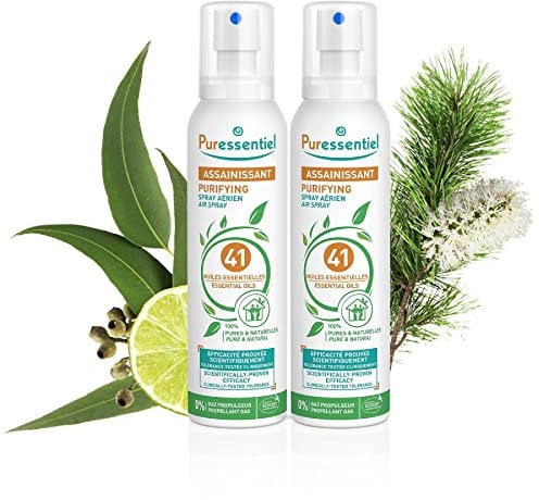 Puressentiel - Spray Aérien Assainissant aux 41 Huiles Essentielles - Efficacité prouvée contre les virus, germes et bactéries - Lot de 2x200ml