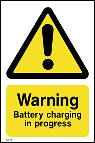 Warning Battery Charging In Progress Sign - 200mm x 300mm - Self Adhesive Sticker (WG49)
