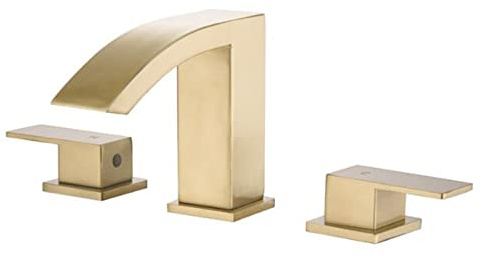 3 Hole Taps for Bathroom Basin, Basin Mixer Tap Stainless Steel Split Dual Handles Cold and Hot Water Bathroom Basin Taps-Brushed Gold