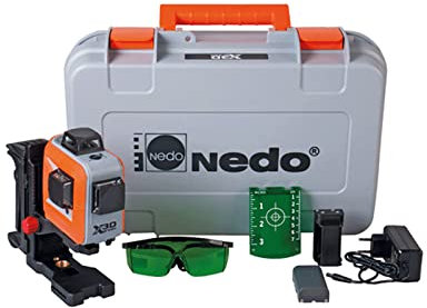 Nedo® X-Liner 3D green - Grüner Multilinien-Laser mit 3 x 360° Laserlinien - robuste Selbstnivellierung