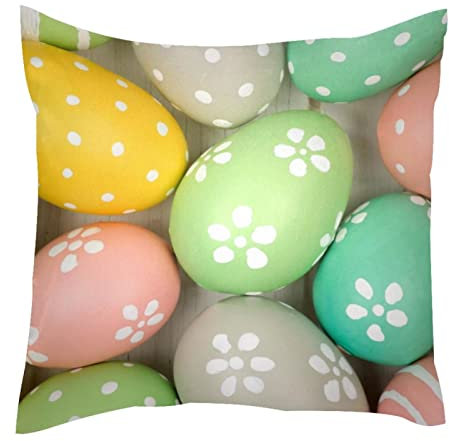 TBOUOBT Samt-Kissenbezüge, dekorativer quadratischer Kissenbezug für Sofa, Schlafzimmer, Auto,Osterei