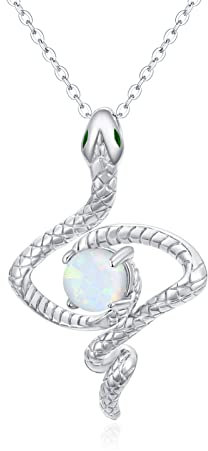 Waysles Schlange Opal Halskette 925 Sterling Silber Schlangen Anhänger Kette mit Opal Tier Schlange Schmuck Kette Geschenke für Damen Mädchen Kinder