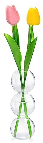 Jarrón de Cristal Pequeño Jarrón de Cristal Hidropónico Moderno Florero Transparente para Decoración de Mesa Esférica
