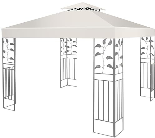 KOMFOTTEU 3 x 3 M Pavilliondach, Ersatzdach für Pavillion, Dachplane für Garten Balkon Strand, wasserdichtes Pavillionersatzdach, Doppeldach Ersatz (Beige)