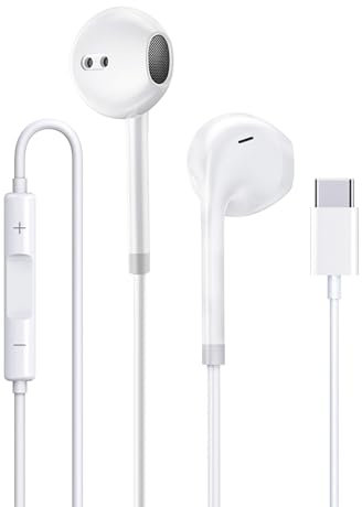 Earphones USB C Headphones, In Ear Wired Stereo Sound Earphones ith Microphone and Volume Control Compatible with iPhone 15 Plus/Pro Max/Samsung S20/S21/Huawei P20 pro/30 pro/P40/Google