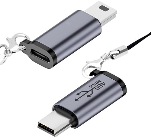 Seminer Adattatore da USB C a Mini USB (2 Pack), Tipo C Femmina a Mini USB Maschio Convertitore, Compatibile Con Fotocamere Digitali, Computer, GPS