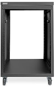 DIGITUS DN-48001 - Rack audio - 19 pollici - 16U - Rack universale - Per accessori audio-video - Non montato - Carico massimo 136 kg - Con rotelle - Nero