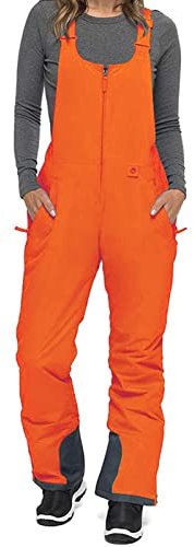 Alaurbeauty Damen Skihose Hosenträgerhose Outdoorhose Wasserdicht Winddichte Softshellhose Warme Gefütterte Schneehose Snowboardhose Skilanglaufhose Thermohose Wanderhose Ski Pant (Orange, XL)