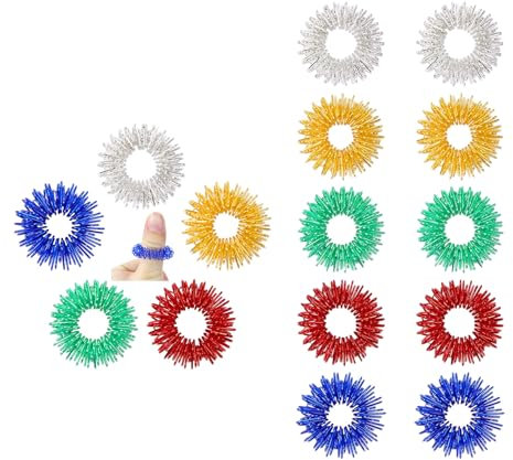 HFYMXNB 30 Stück Finger Massage Ring, Akupressur Ring, Fingermassage oder Zehenmassage für Kinder, Stressreduktion und Förderung der Durchblutung, Fidget Toys für Angstpatienten