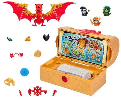 TREASURE X Lost Lands Royaume du Dragon Coffre au trésor mystère 25 Surprises dans Le Coffre Brise Le Bloc du Dragon Résous Le Casse-tête Utilise l’œil du Dragon pour découvrir la Surprise suprême