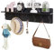 YMYNY cintre mural, cintre en bois, ensemble de 2, porte - manteau d'entrée avec 8 crochets, étagère flottante 80cm L,porte - clés,pour cuisine,chambre à coucher,salle de bains,salon,noir,HWS006B-2