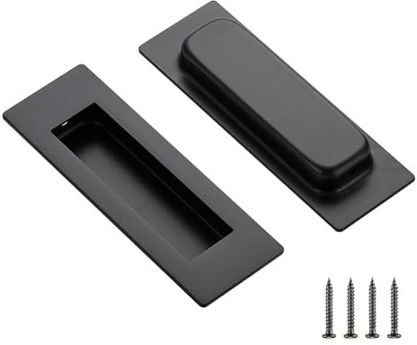 Ravinte 2 Pack Black Cabinet Pulls - Recessed Finger Pulls Sliding Door Handles Furniture Handles Kitchen Hardware for Cabinets (120mm Length), UKNQBS12040HS2