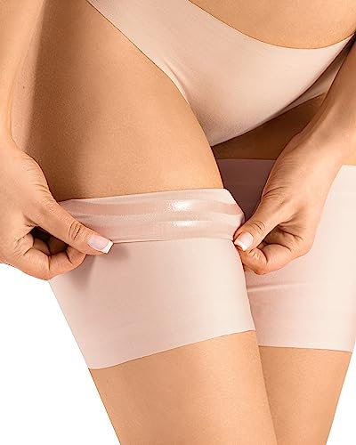 futuro fashion Elastische Oberschenkelbänder für Damen, Anti-Scheuern, dehnbarer Oberschenkel-Satin-Schutz, Anti-Rutsch-Silikon, Döbel-Reibungsbänder, Frauen-Beinscheuerbänder gegen Reibung,