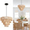 FORCOSO Rattan Lampe - Pendelleuchte Esstisch E27 Hängelampe Boho Style Ø40cm Vintage Rattan Geflecht Deckenlampe für Wohnzimmer Schlafzimmer Küche