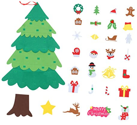 DRESSOOS 1 Stück Weihnachtliche Deko Aus Filz Weihnachtsbaum Für Kinder Handdeko DIY Handbuch Dekoratives Grünes Filzbaum Partygeschenke Ornament