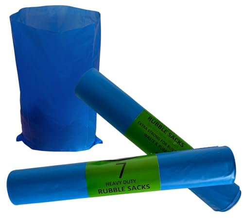 14 Blue Rubble Sacks Heavy Duty Extra Strong Rubble Bags. Large Builders Bags for Construction Debris, Garden Waste, Household waste. 40 Litre 30kg (Pack of 14)
