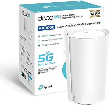 TP-Link Deco X50-5G AX3000 Whole Home Wi-Fi 6, 5G/4G+Cat 6 Router,Add on Single SIM Slot Unlocked, HomeShield, Works with Alexa Pack of 1 (Renewed)