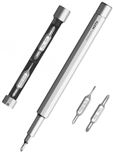 HOTO Set di Cacciaviti Portatile, Multitool 5 in 1, Set Cacciaviti di Precisione Magnetici per Occhiali ed Elettronica, EDC Compatto e Pratico (ARGENTO)